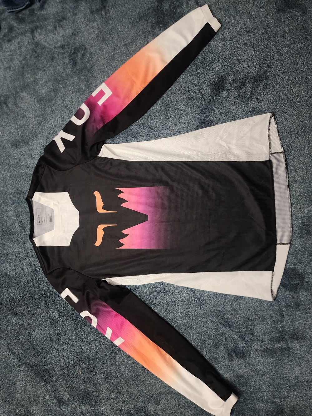 FOX Kids Long-Sleeve Performance Top in Black with Pink-Orange Gradient